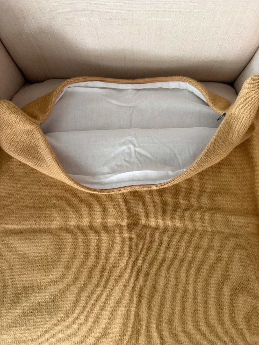 Banana Republic 100% Cashmere 20x20 Soft Mustard Knit Throw Pillow Cover